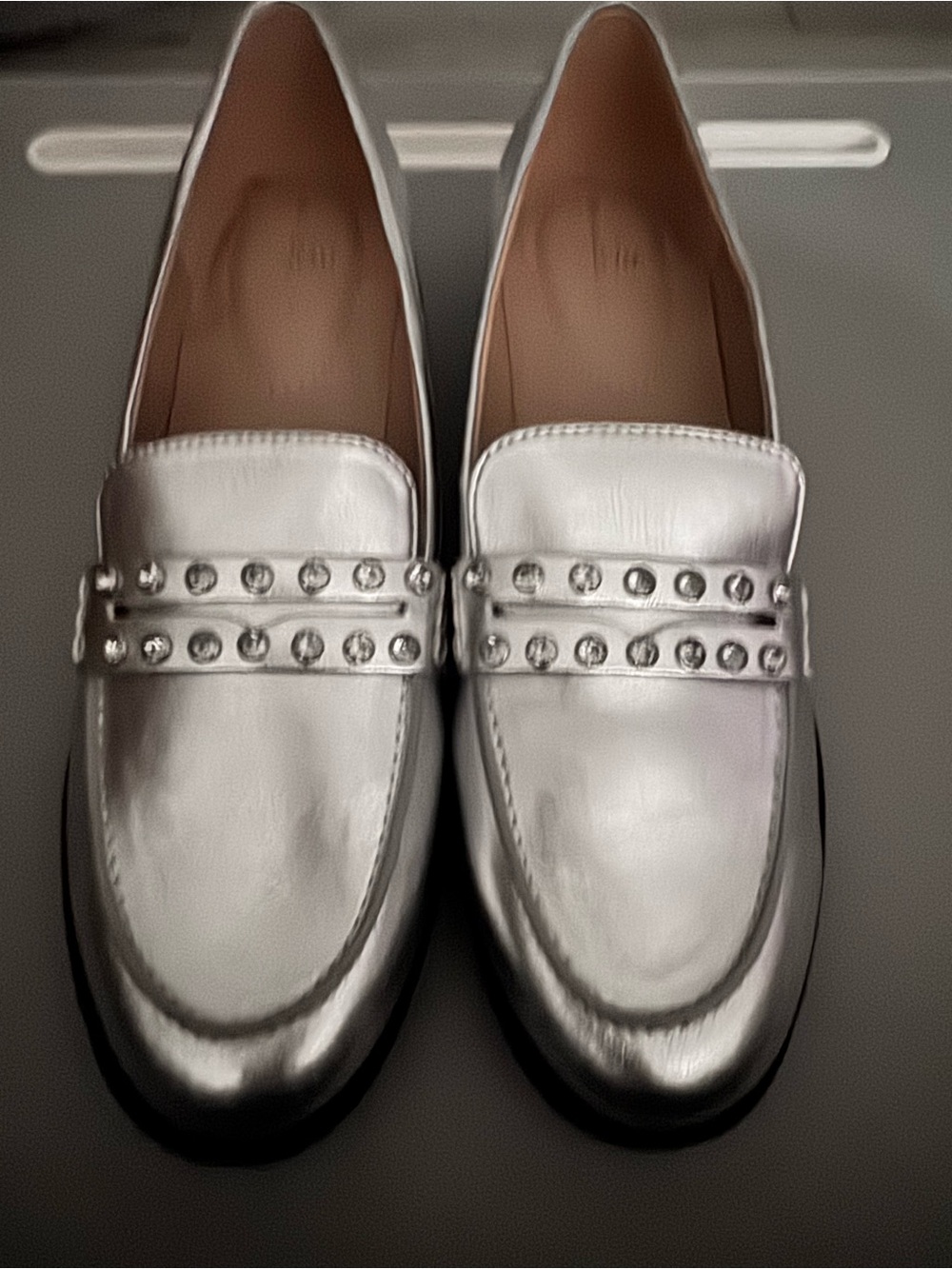 Bandolino Metallic Silver Studded Loafers